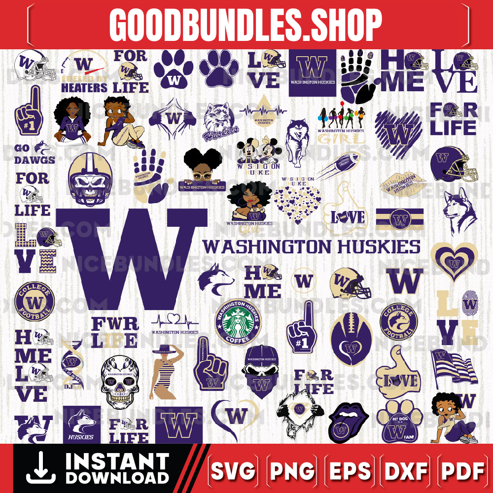 70 Files Washington Huskies Team Bundle Svg, Washington Huskies Svg, NCAA Teams svg, NCAA Svg, Png, Dxf, Eps, Instant Download
