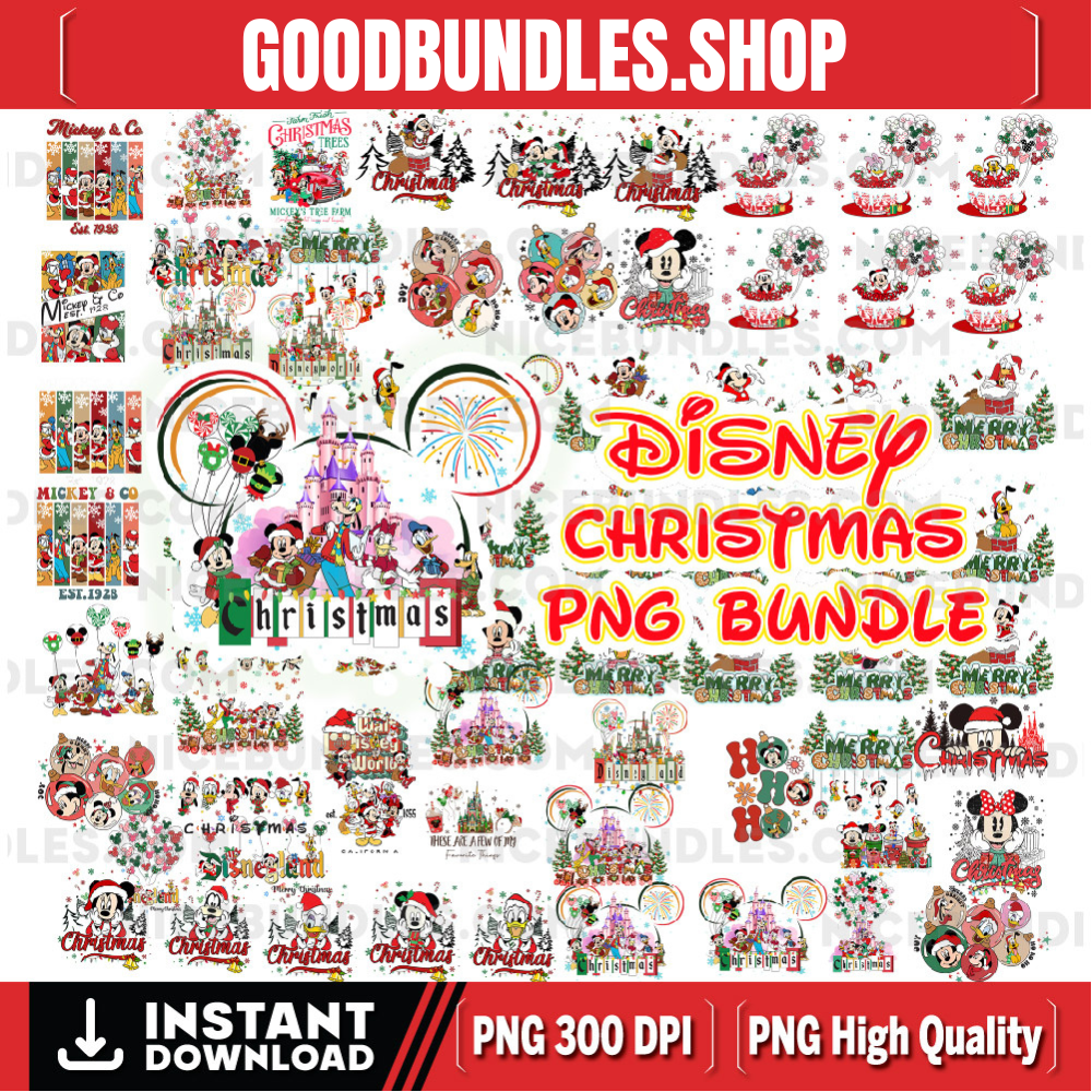 Christmas Mickey Clipart Bundle PNG, Xmas Cartoon Sublimation, PNG file for Christmas Mouse bundle, Instant Download@