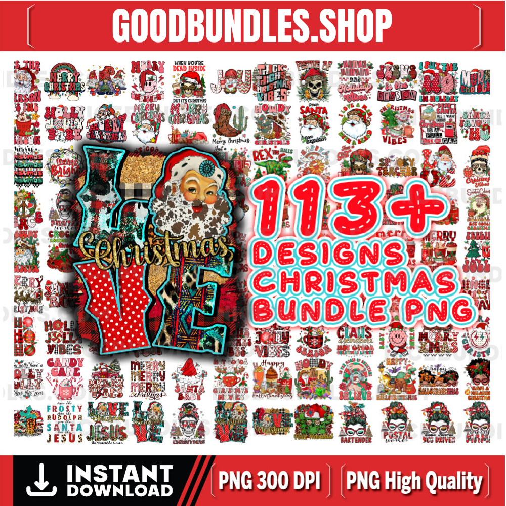 Christmas Bundle Png, Merry Christmas Png, Christmas Png, Western PNG, Santa Claus PNG, Bundle Png, Sublimation Designs, Digital Download@