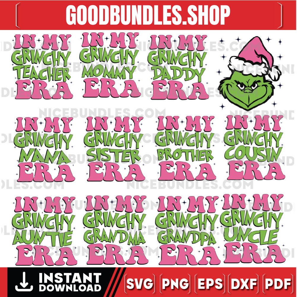 In My Grichy Era Pink Svg, Grinch Pink Svg, Christmas Pink Svg, Retro Christmas Pink Svg, Christmas Pink Svg, Sublimation Pink Svg, Christmas Sublimation