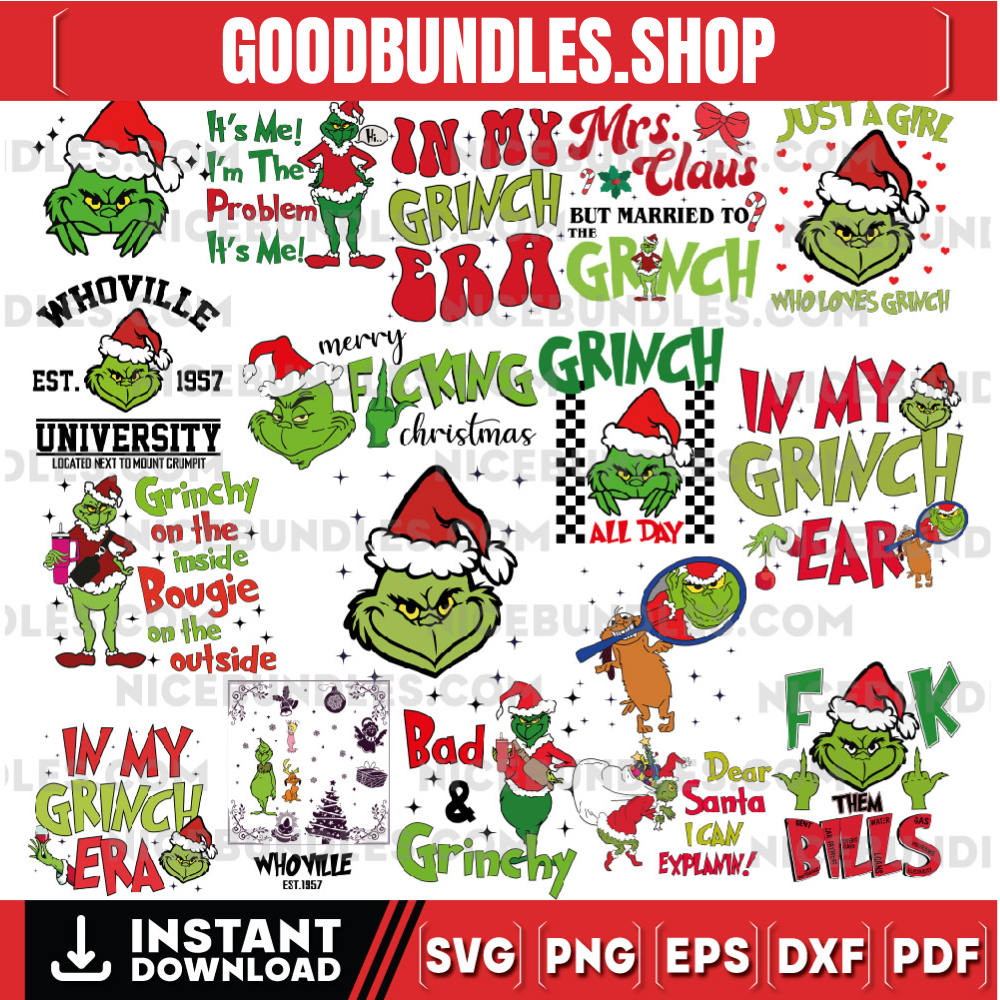 The Grinch SVG Bundle, Merry Grinchmas SVG, Retro Grinch SVG, Christmas Sublimation, Digital Sublimation, Unique Designs