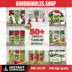 50+ The Grinch Christmas Tumbler Wrap Bundle with inflated, 20oz Skinny Tumbler Wrap with Grinch Christmas Designs – Digital PNG Sublimation