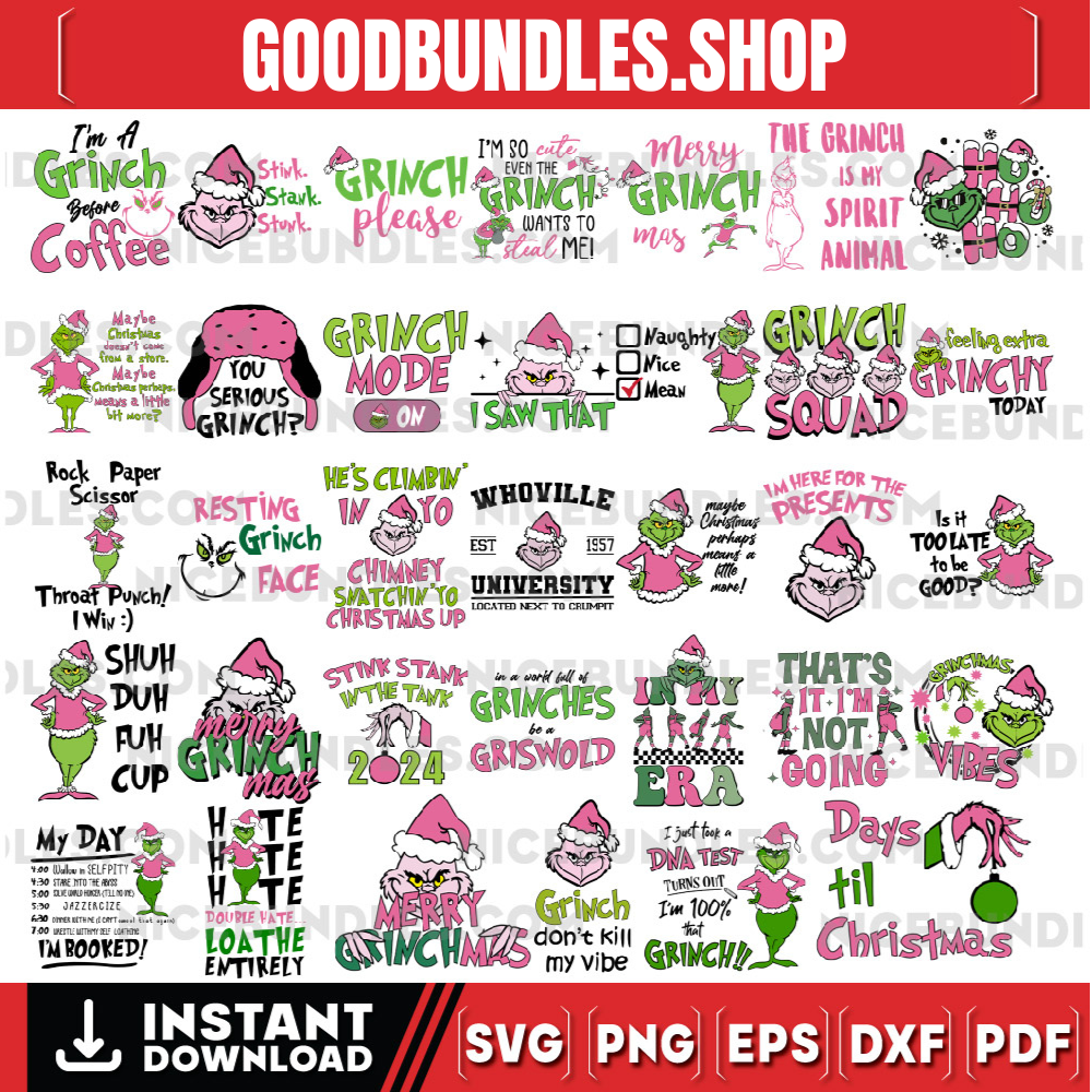 Retro Pink Christmas Svg Bundle, Grinc Bundle Svg, Christmas Svg, Merry Christmas Svg,Funny Christmas Svg,Christmas Shirt Svg,Pink Grinc Svg
