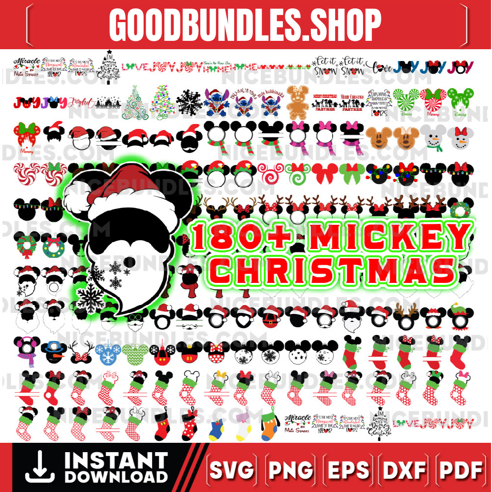 180+ Mickey Disney Christmas Bundle svg, Cricut, Cut Files, Clipart, Png, Svg, Holiday bundle, Christmas shirt svg, Christmas mug svg Instant Download