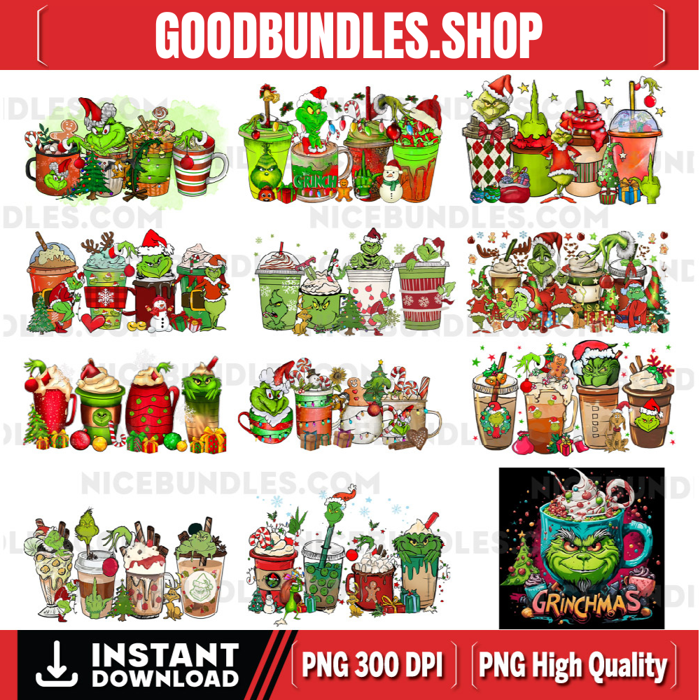 Grinch Coffee Drink Png, Grinch Png, Christmas PNG, Christmas Sublimation Designs, Christmas Grinch Png