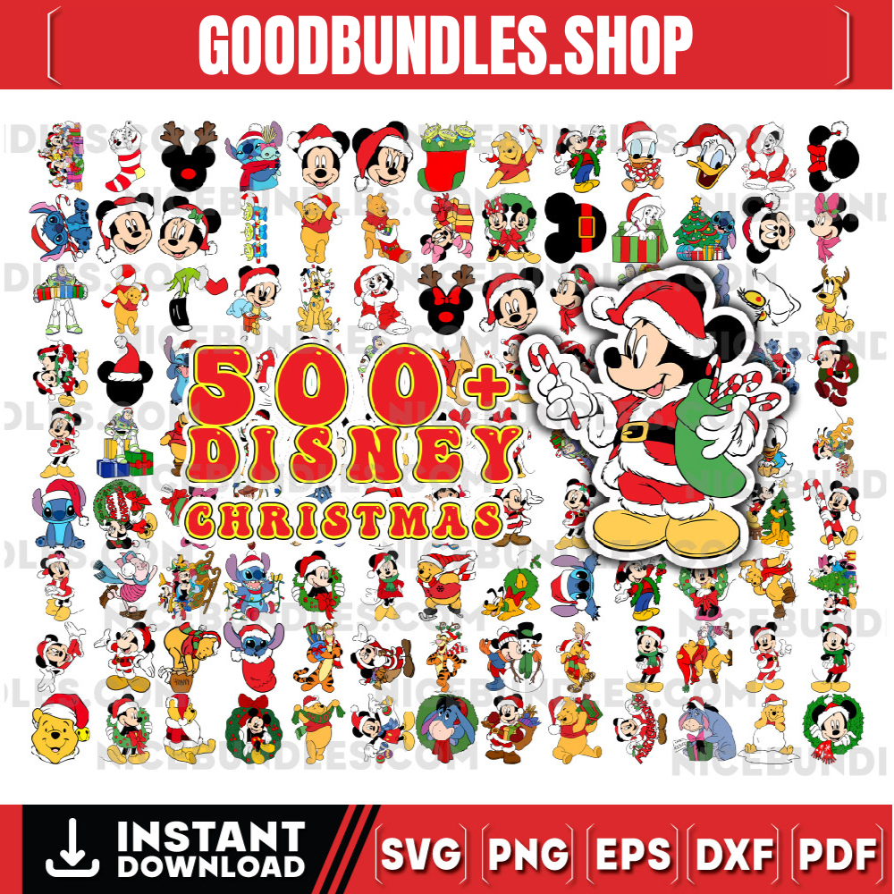 Mega Mickey Disney Christmas svg, Grinch svg Christmas Bundle Clipart, Christmas Cartoon svg, Cricut cut file, Silhouette, Instant Download