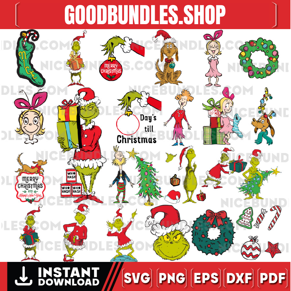 Retro The Grinch Bundle, 24+ UNIQUE DESIGN, Grinch Clipart Files, Grinch Christmas Svg, Files for Cricut & Silhouette Digital File