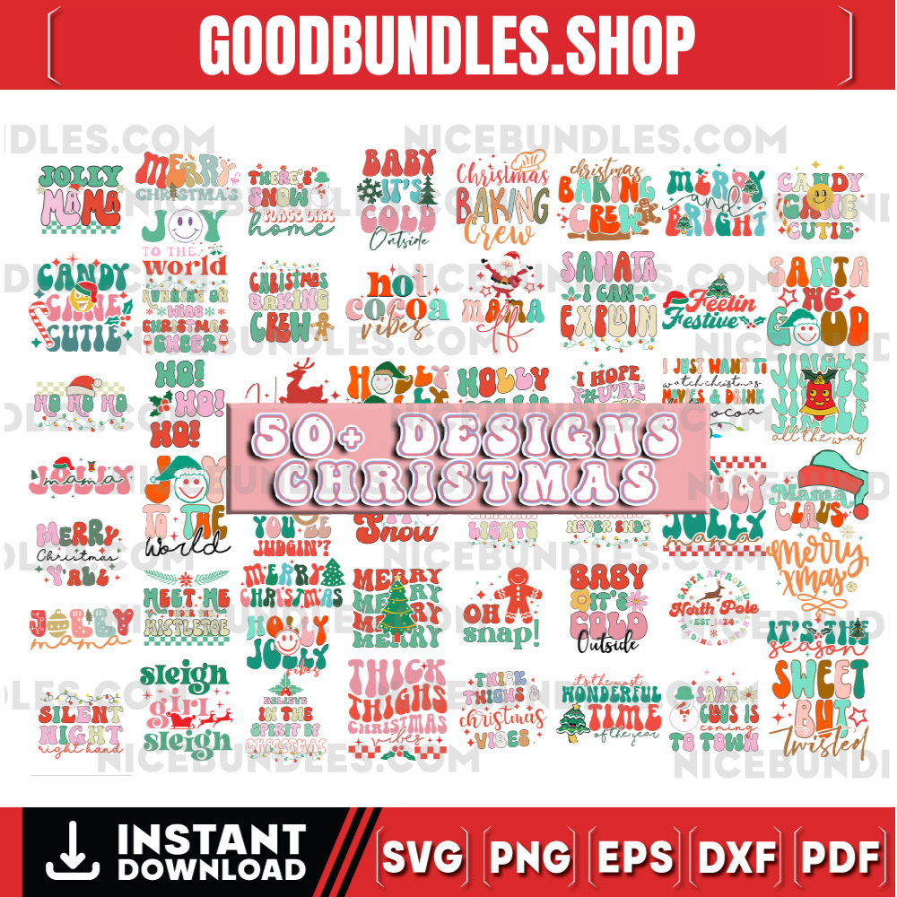 50 Boho Christmas Svg Png Bundle, Retro Christmas Svg, Merry Christmas Svg, Holiday Svg, Christmas Shirt Svg, Winter Svg, Christmas Tree Svg