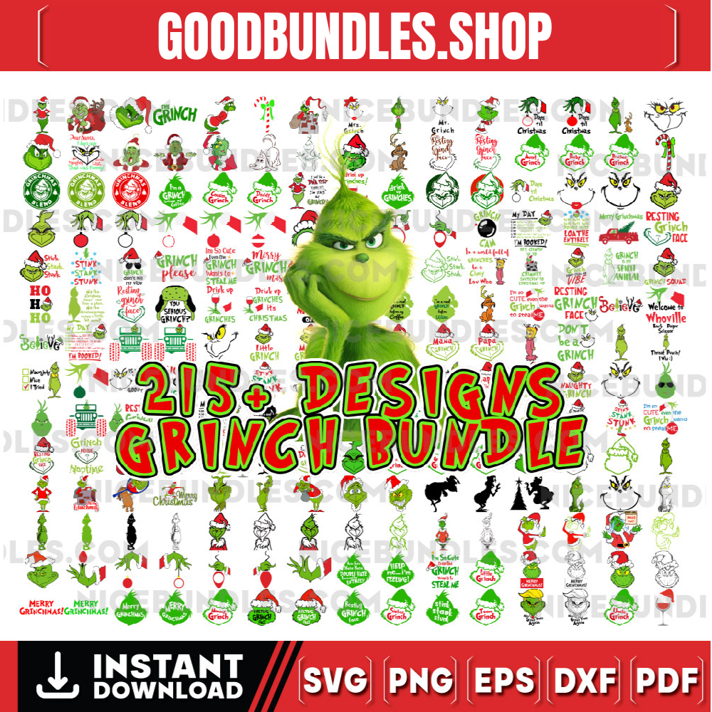 900+ Files The Grinch Bundle, 190+ UNIQUE DESIGN, Grinch Clipart Files, Grinch Christmas Svg, Files for Cricut & Silhouette Digital File