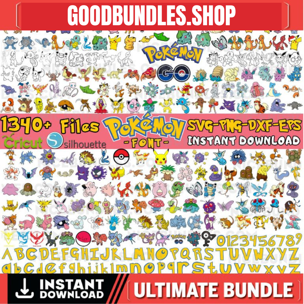1340+ Pokemon Designs Bundle Layered Items | 335+ UNIQUE DESIGN, Layered Vector Svg files, Pikachu Svg Cricut & Silhouette, Instant Download