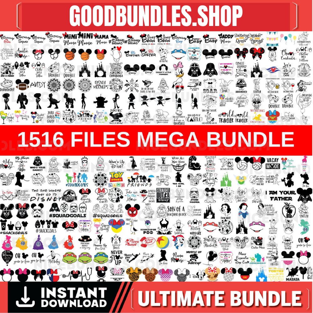 Mega Svg Bundle, Svg Cricut Cut Files, Princess, Toy Story, Lion King, Stitch Svg, Cinderella, Mouse Mega Bundle, Silhouette, Cut Files