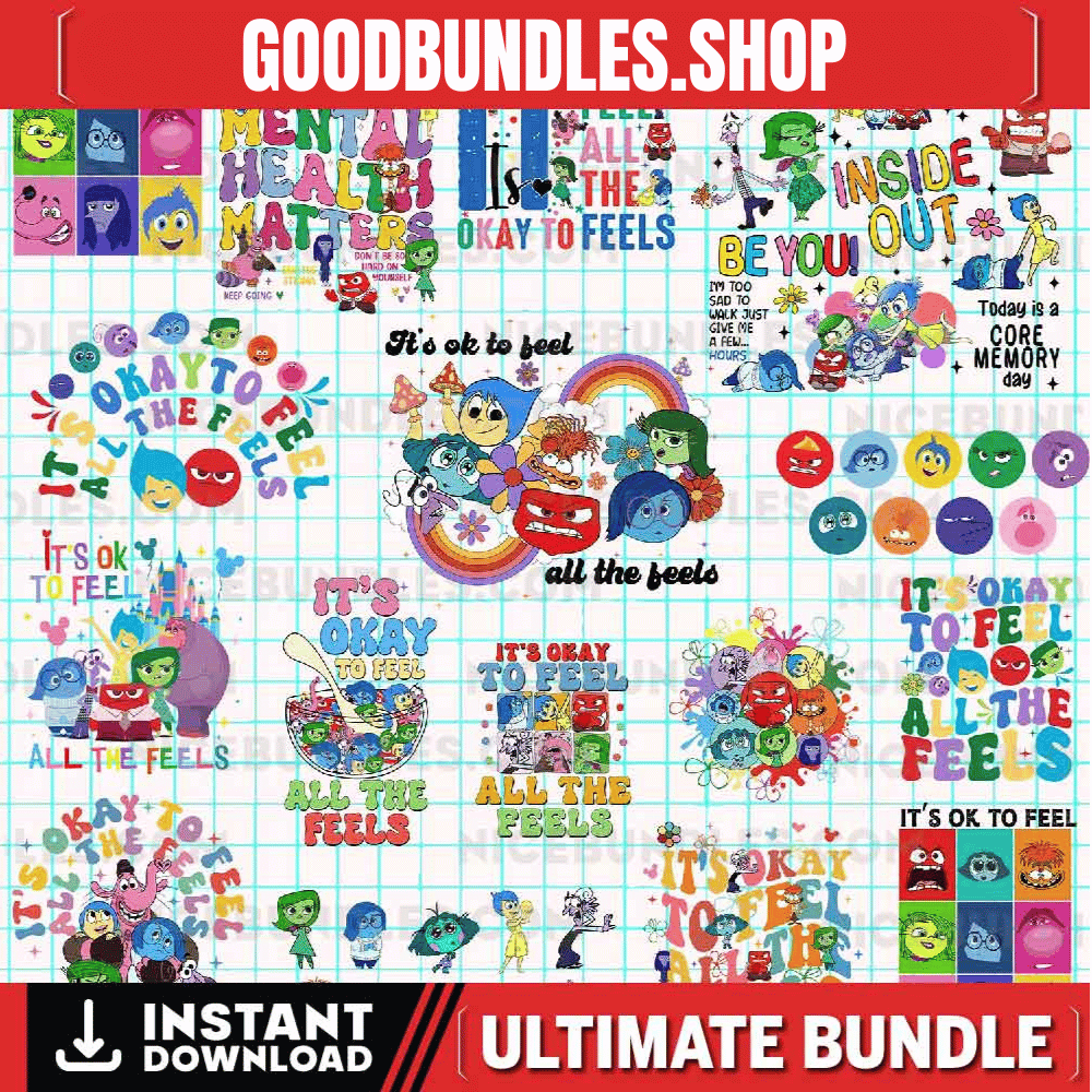 Bundle 15+ Inside Out It’s Okay To Feel All The Feels Png, Emotions Mental Health Png, Cartoon Emotions Friends, Therapist Psychologist Png