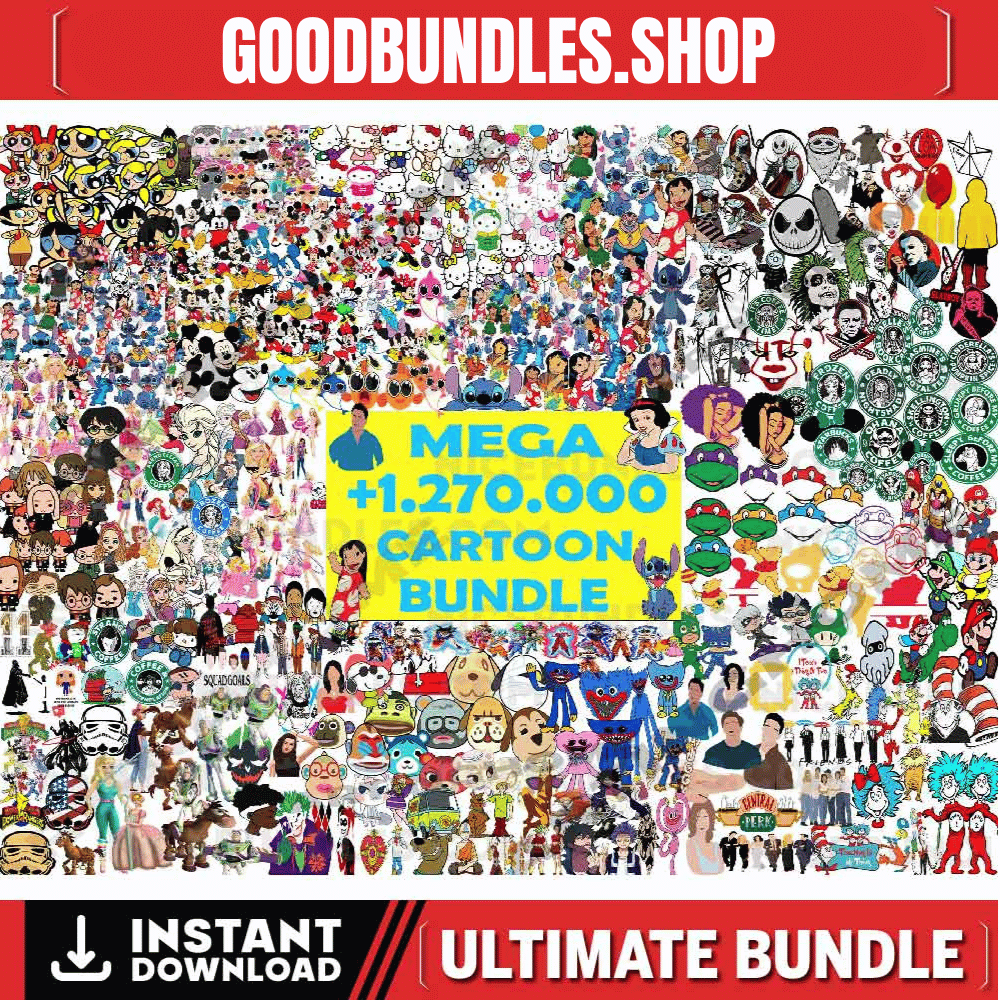 1.270.000+ Mega Cartoon Svg Bundle, Cartoon Mega Png, Silhouette, Cricut, Cartoon Characters Mega Bundle Svg, Giga Cartoon Bundle