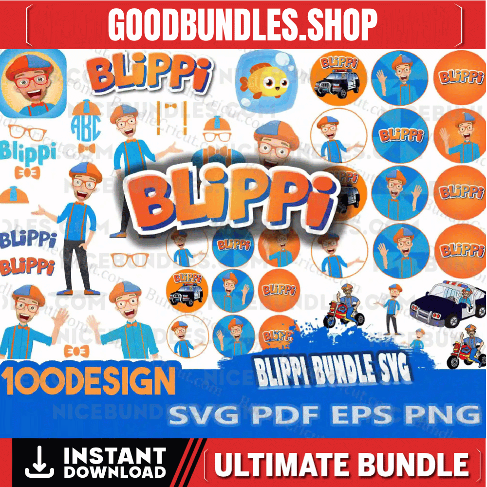 100+ Blippi SVG Bundle, Happy Birthday Blippi svg, blippi sublimation design, Bllippii Child Kids svg, Blip Birthday svg, digital download