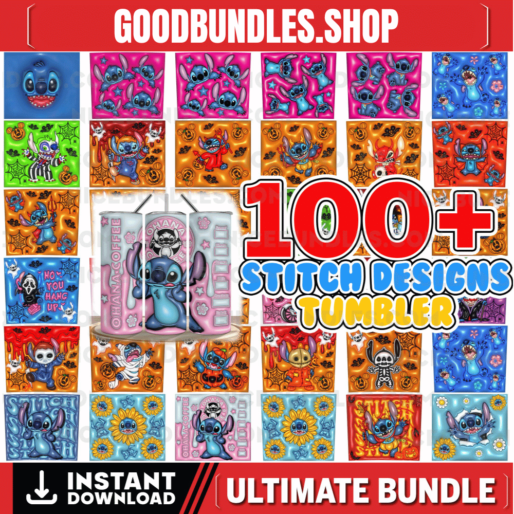 100 Stitch Halloween Tumbler Wrap Designs Bundle, Stitch Sublimation Designs, 20 oz Stitch Tumbler Wrap PNG, Lilo & Stitch Sublimation