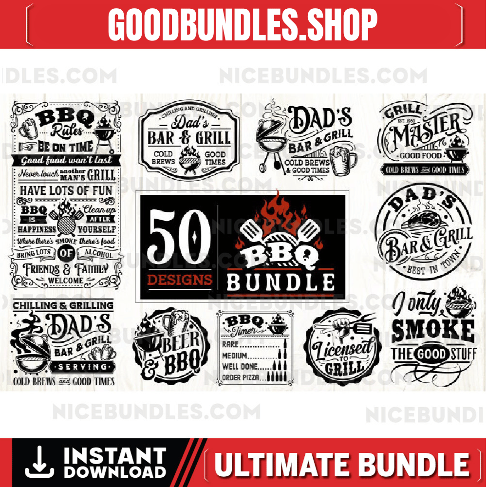 Barbecue SVG Bundle 50 designs , BBQ svg bundle, bbq svg, Grilling svg bundle, Funny apron svg, Dad’s Bar and Grill svg