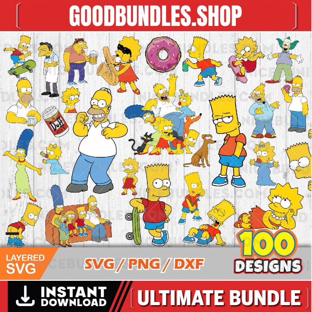 The Simpsons Clip Art bundle,The Simpsons svg cut files for Cricut / Silhouette, png, dxf, Simpsons png, instant download