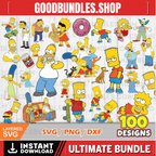 The Simpsons Clip Art bundle,The Simpsons svg cut files for Cricut / Silhouette, png, dxf, Simpsons png, instant download