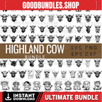 Highland Cow Bundle Svg, 80 Designs Highland Cow, Highland Cow png Cow Svg, Baby Cute Cow Svg, Highland Cow Sublimation, Cricut Cut File