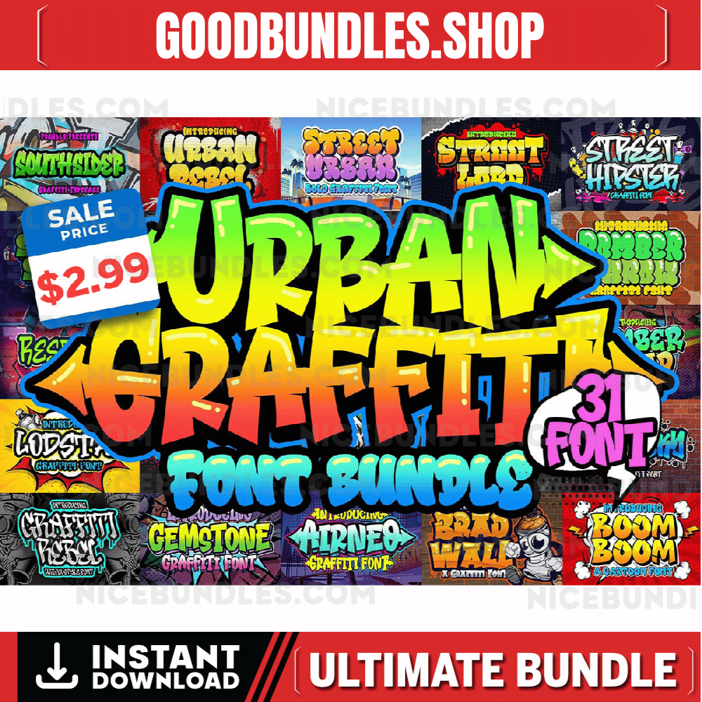 31 Graffiti Font bundle, graffiti font, graffiti designs, POD designs, font bundle, font download, fonts for clothing brand