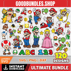 Mario clipart bundle + alphabet, Mario svg cut files for Cricut / Silhouette, png, dxf, instant download
