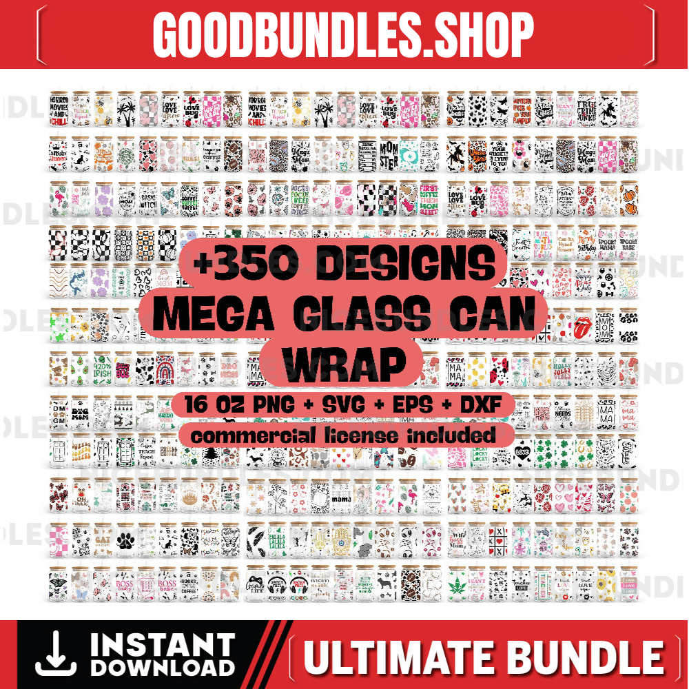 350+ Libbey Glass Can Bundle – 16oz Glass Can svg, Libbey Glass Can Wrap, svg Files for Cricut & Silhouette Cameo, Glassware svg