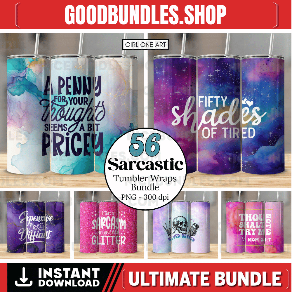 Sarcastic Tumbler Wrap Bundle 20oz Skinny Straight Funny Sayings Sublimation Sassy Quotes Design Digital Download Sarcasm PNG Mom Life