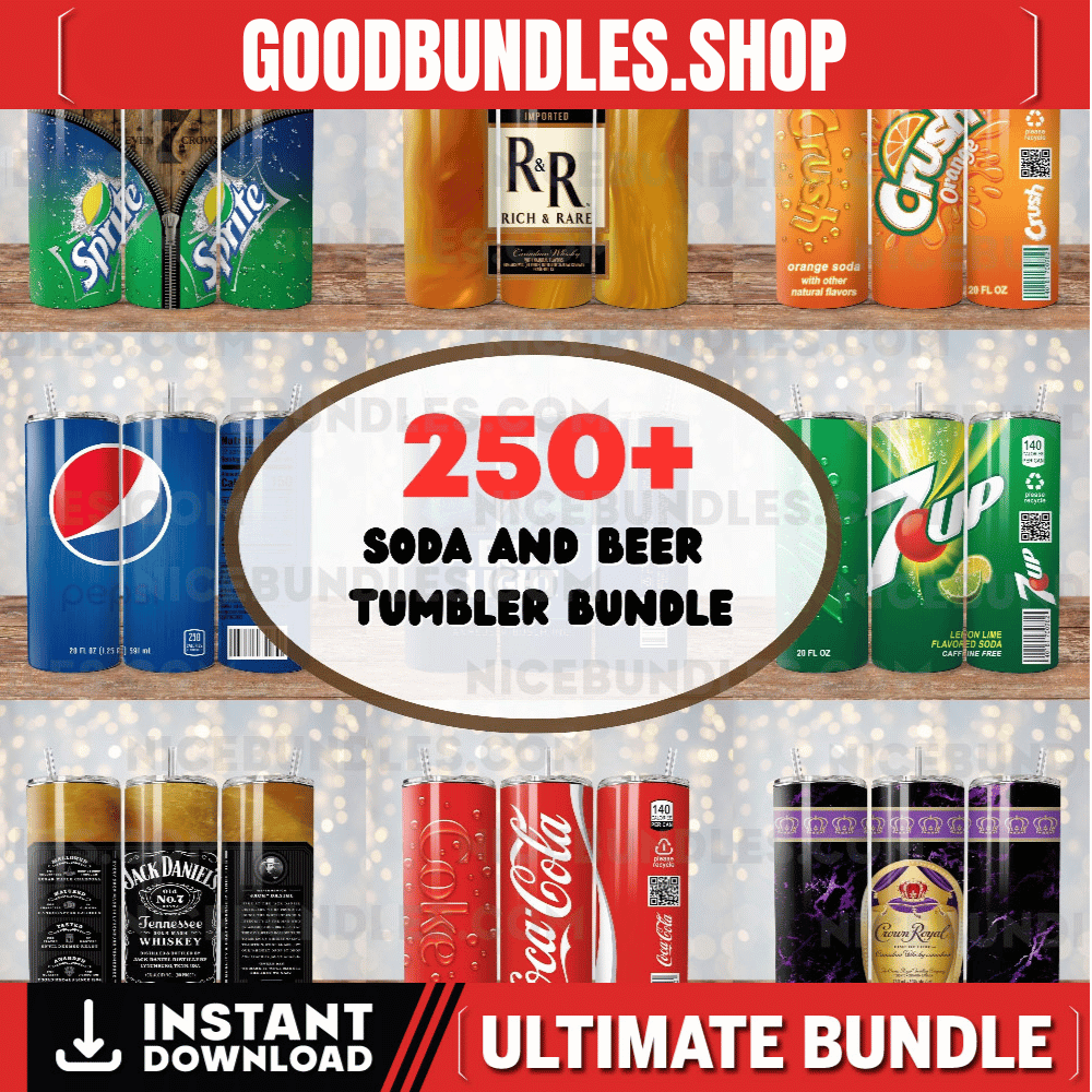 250+ Beer and Soda Tumbler Wraps Bundle, Alcoholic Drinks Beer Tumbler, Straight Png Tumbler Template Png Seamless Sublimation Skinny PNG