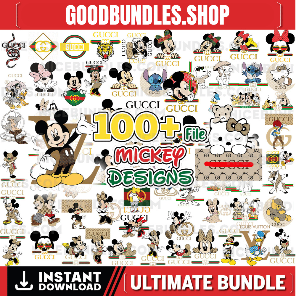 Mickey Mouse Svg Gucci, Fashion Minnie Mouse SVG Bundle, Mickey Minnie Head Svg Digital Download