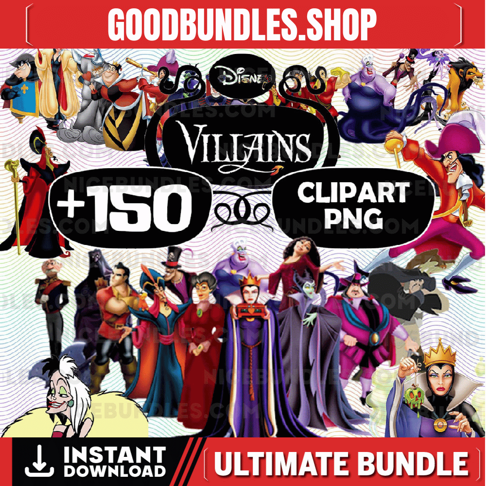 Villains Digital Download, Villains PNG Clipart bundle, Villains Clipart bundle, Villains printable decor, Maleficent Evil Queen png