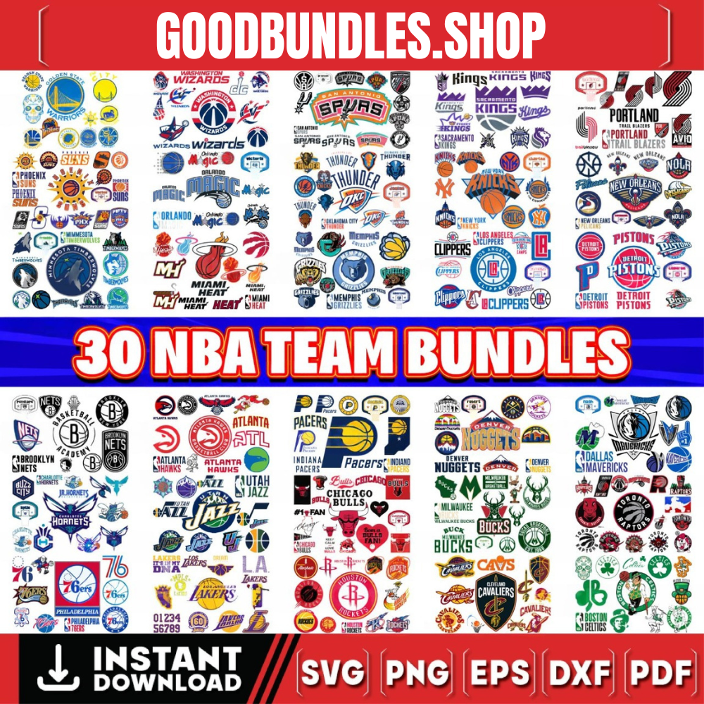 All 30 NBA Team Big Bundles Svg, All NBA svg, NBA Teams Svg, NBA Svg, Png, Dxf, Eps, Instant Download