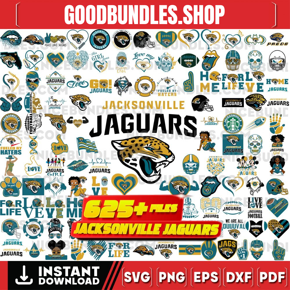 625 Files Jacksonville Jaguars Team Bundle Svg, Jacksonville Jaguars svg, NFL Teams svg, NFL Svg, Png, Dxf, Eps, Instant Download
