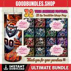 32 Team American Football Tumbler PNG Sublimation Designs, Football Mascot 20oz Skinny Tumbler Wrap PNG, Football Png Digital Download, NFL Tumbler