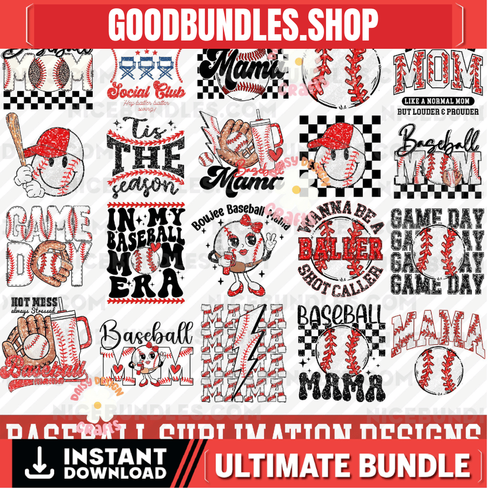 Glitter Baseball Bundle png, Retro Baseball Png Bundle, Baseball Team Png, Baseball Mama shirt, Baseball png, Baseball Sublimation Design,
