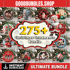 275 + Christmas Ornaments Bundle, Christmas Ornament PNG Designs, Christmas Round Ornament Sublimation, Round Hanging PNG, Christmas Png Svg