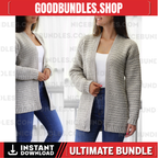 Crochet pattern-OLIVIA Crochet cardigan pattern top PDF- sweater women crochet pattern- pullover pattern top crochet cardigan-7 sizes XS-3XL