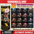 32 Team American Football Tumbler PNG Sublimation Designs, Football Mascot 20oz Skinny Tumbler Wrap PNG, Football Png Digital Download, NFL Tumbler