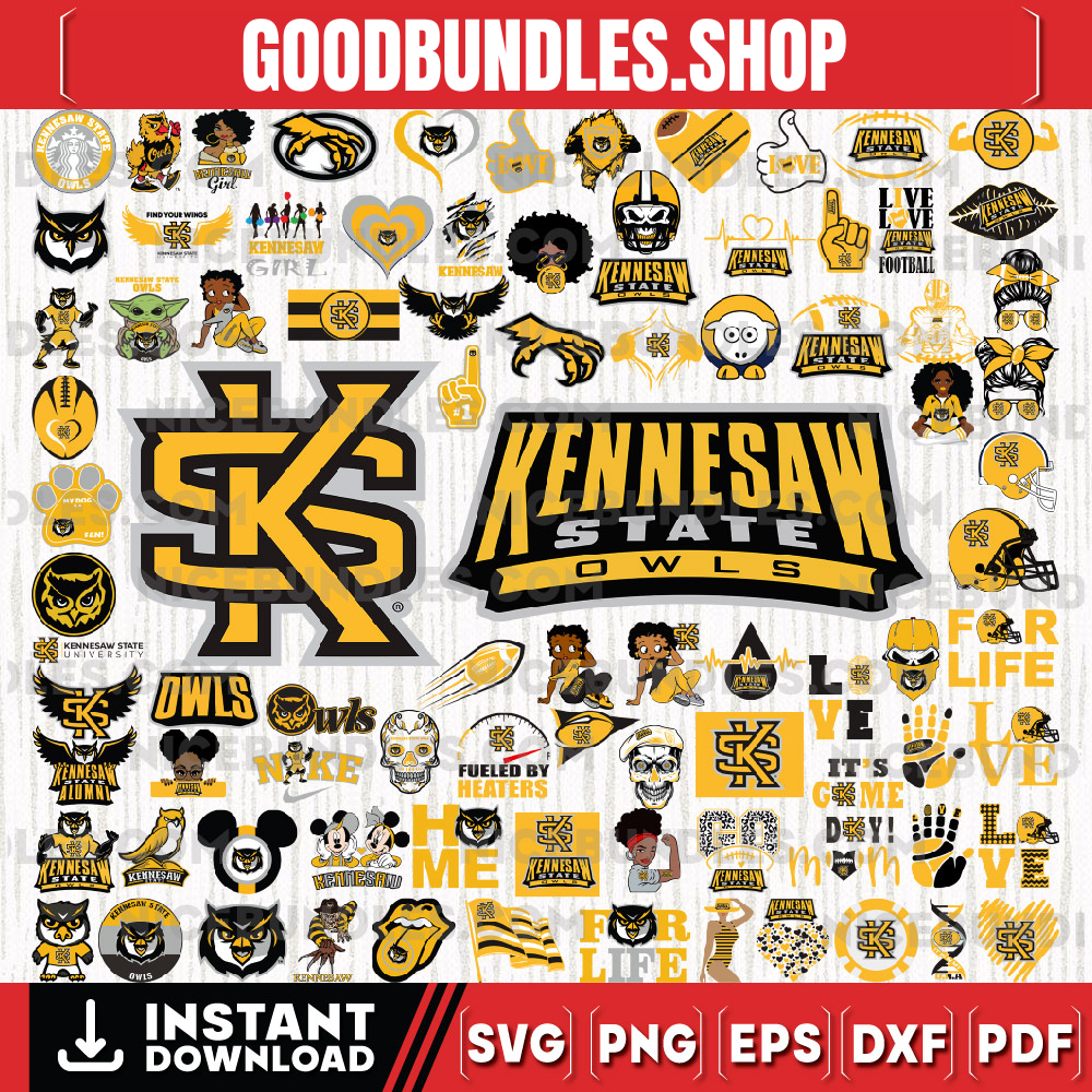 89 Files Kennesaw State Owls Team Bundle Svg, Kennesaw State Owls Svg, NCAA Teams svg, NCAA Svg, Png, Dxf, Eps, Instant Download
