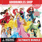 Princess 501 PNG Bundle, Princess Clipart Instant Download, Birthday, Moana, Frozen, Snow White, sleeping Beauty, Aurora, Jazmin