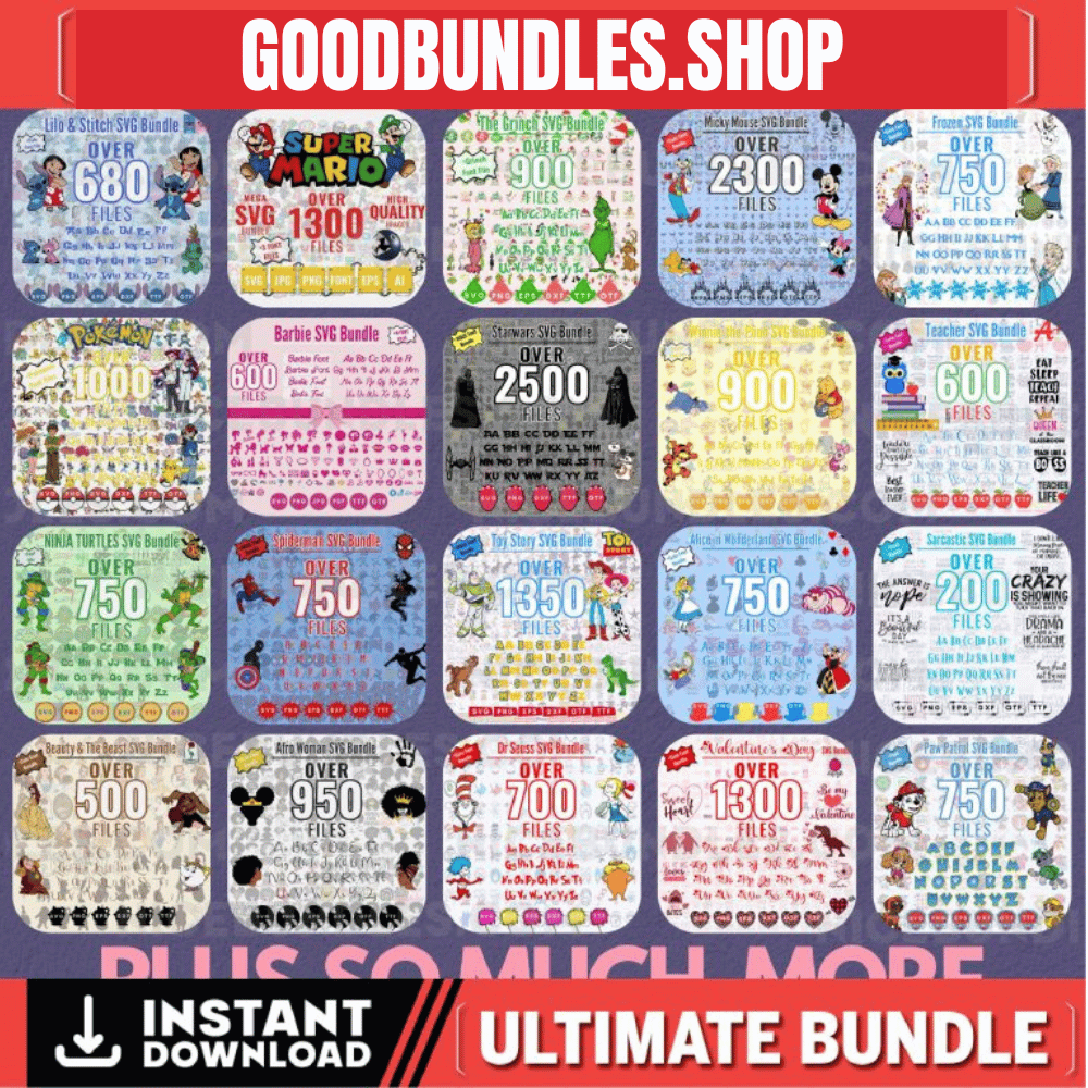 Mega SVG Bundle, SVG Files for Cricut, Silhouette Cut Files, Font Bundle, Clipart, SVG for Shirts, T Shirt Designs