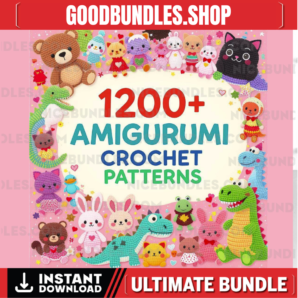 1200+ Amigurumi Crochet Patterns | Mega Crochet Pattern Bundle | Amigurumi & Crochet Designs for Dolls, Animals