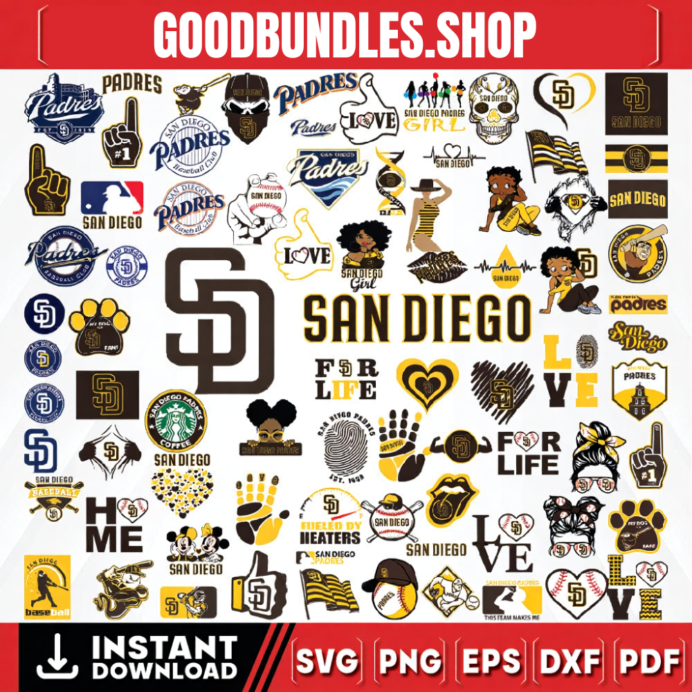 81 Files San Diego Padres Team Bundles Svg, San Diego Padres Svg, MLB Team Svg, MLB Svg, Png, Dxf, Eps, Jpg, Instant Download