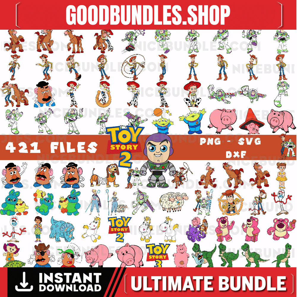321 Files Toy Story SVG Bundle, Woody Svg Files for Cricut, Toy Story Png, Buzz Lightyear Svg for Shirts