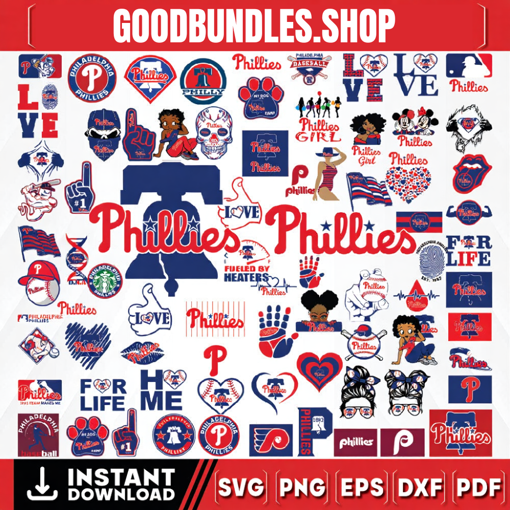 78 Files Philadelphia Phillies Team Bundles Svg, Philadelphia Phillies Svg, MLB Team Svg, MLB Svg, Png, Dxf, Eps, Jpg, Instant Download