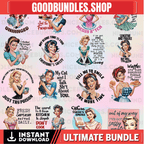 Retro Women Bundle of 16 PNG, Sarcastic Retro Housewife, PNG Bundle, Digital File, Print On Demand, Digital Download, Sarcastic Retro women