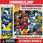 32 Team American Football Tumbler PNG Sublimation Designs, Football Mascot 20oz Skinny Tumbler Wrap PNG, Football Png Digital Download, NFL Tumbler