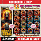32 Team American Football Tumbler PNG Sublimation Designs, Football Mascot 20oz Skinny Tumbler Wrap PNG, Football Png Digital Download, NFL Tumbler