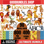 Digital Lion King Clipart Png, Lion King Digital Paper, Lion King SVG, 1300 High Quality File, Amazingly cute Simba and Pumbaa Printable png