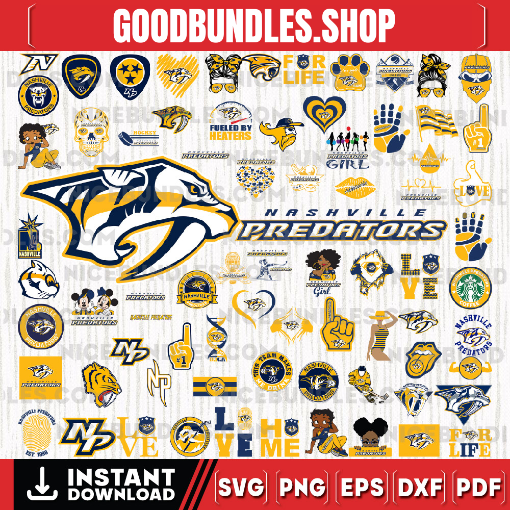 76 Files Nashville Predators Team Bundles Svg, Nashville Predators Svg, NHL Svg, NHL Svg, Png, Dxf, Eps, Instant Download