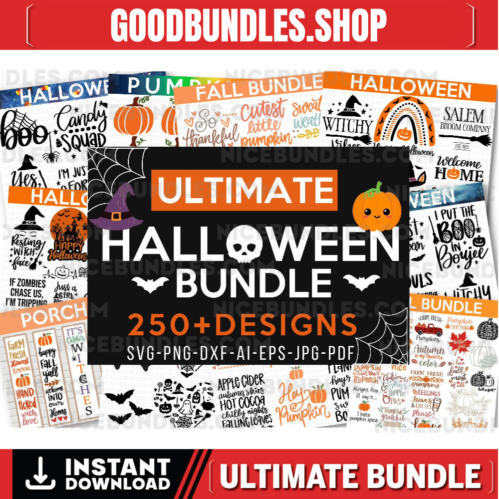 ULTIMATE HALLOWEEN BUNDLE, 250+ Designs, Heather Roberts Art Bundle, Halloween svg, Fall svg, Thanksgiving svg, Cut Files Cricut, Silhouette